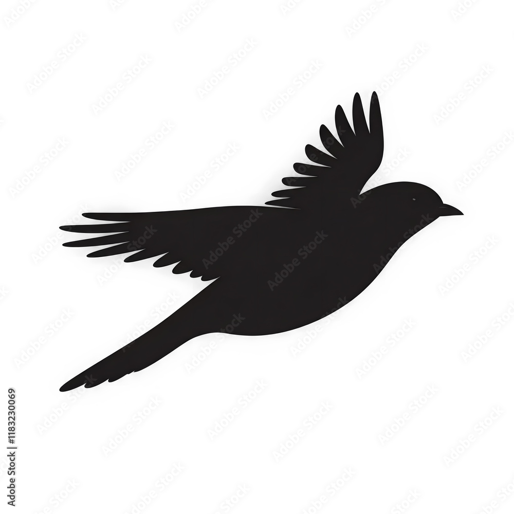 Fototapeta premium Minimalist Black Bird in Motion on Clear Background