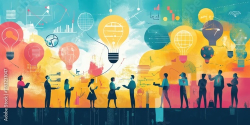 A diverse business scenarios emphasizing innovation and impact on society