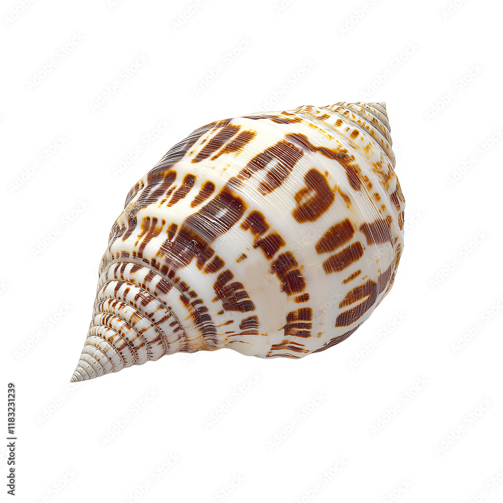 Isolated Small Seashell with Brown Patterns on a White Background, Perfect for Nature and Marine Themes Isolated Small Seashell with Brown Patterns on a White Background, Perfect for Nature and Marine Themes