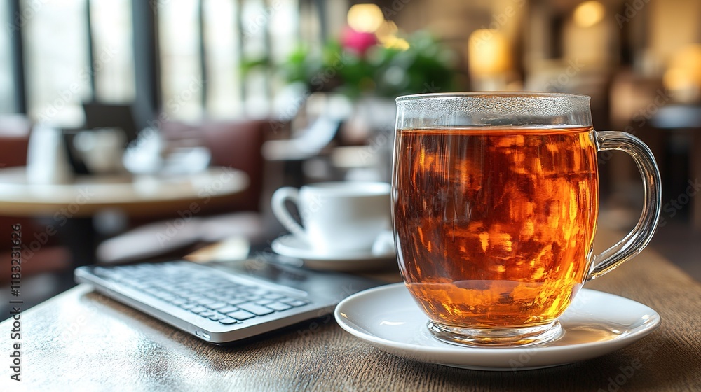 A Glass Of Tea On A Cafe Table A Glass Of Tea On A Cafe Table