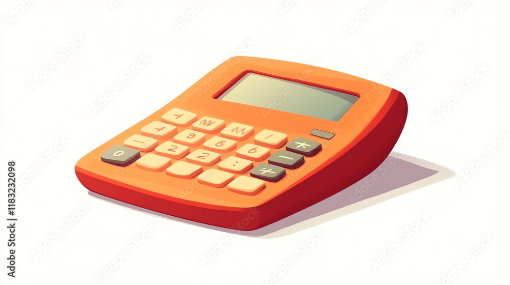 a 2D cartoon illustration of a calculator with financial data, representing accounting and budgeting, white background--ar 16:9 a 2D cartoon illustration of a calculator with financial data, representing accounting and budgeting, white background--ar 16:9