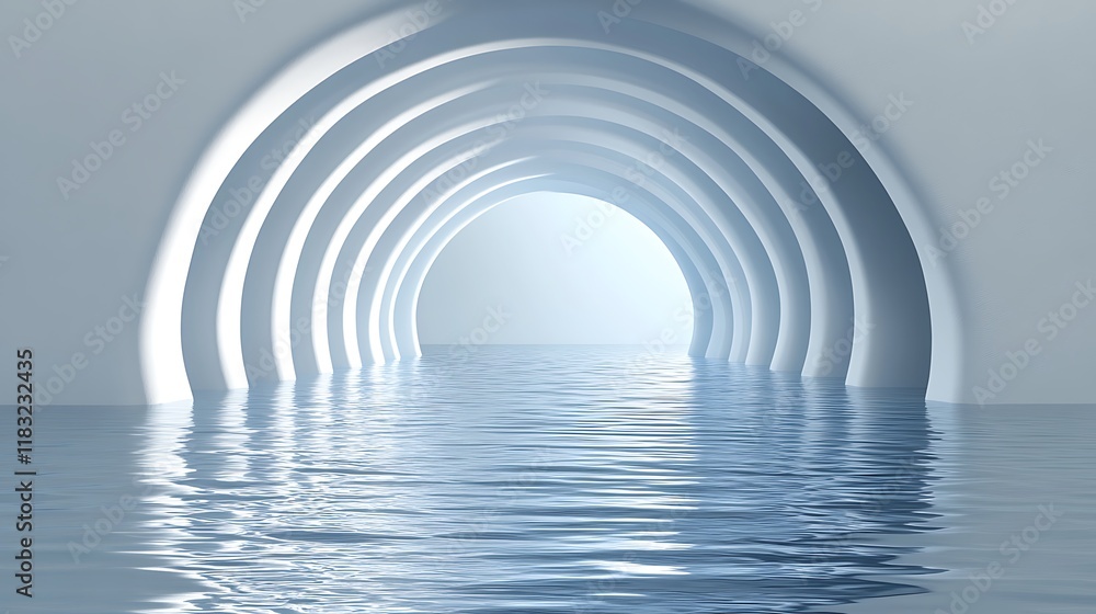 Obraz premium Abstract flooded arched tunnel.