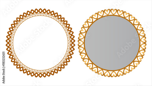 Luxury golden circle frame with vintage gold circular pattern transparent background round ornament	