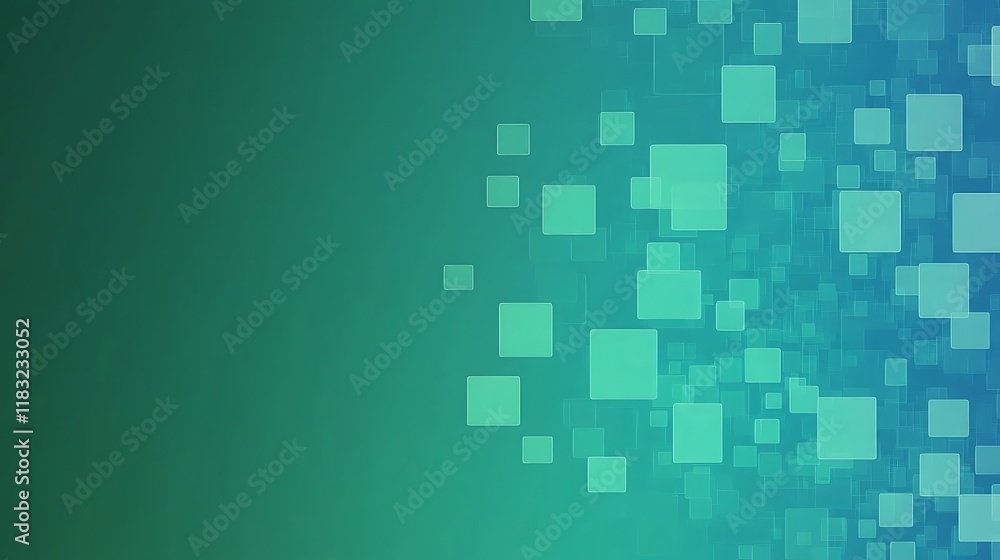 Obraz premium Abstract Teal Background With Scattered Squares