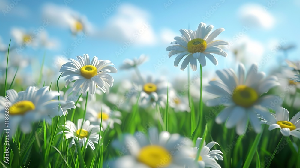 Fototapeta premium daisy seamless pattern wallpaper