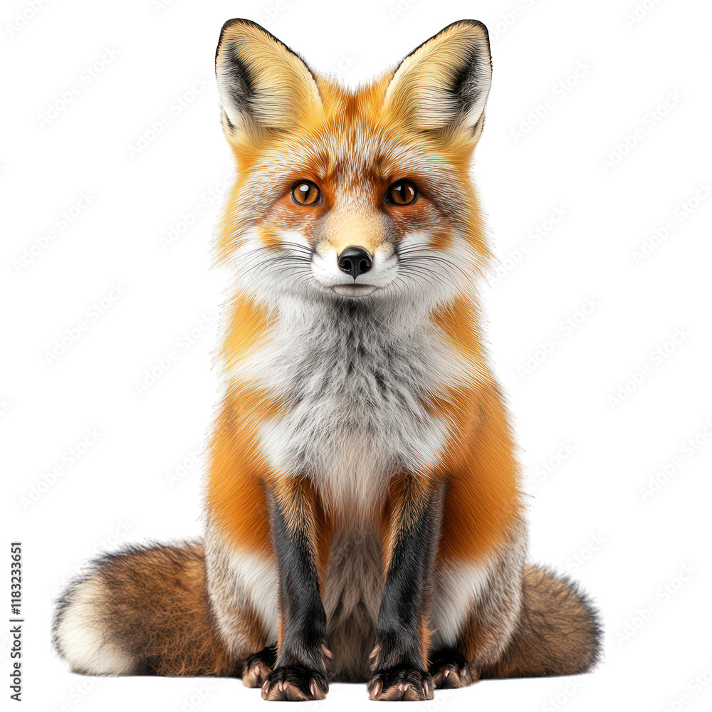 Naklejka premium A realistic illustration of a red fox sitting upright.
