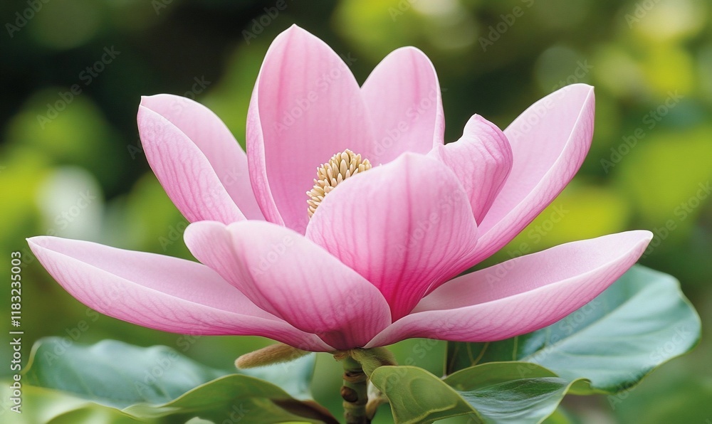 Pink magnolia blossom, garden, spring bloom, nature background, floral design Pink magnolia blossom, garden, spring bloom, nature background, floral design