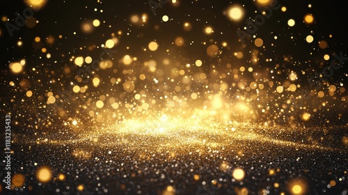 Golden Glitter Background With Sparkling Lights photo