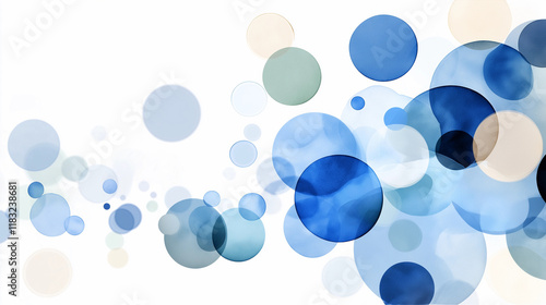 Abstract background with translucent blue and beige circles.