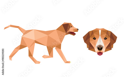 Dog head abstract low poly vector. Dog illustration polygonal graphic vector.  dog graphic vector for kids animal book