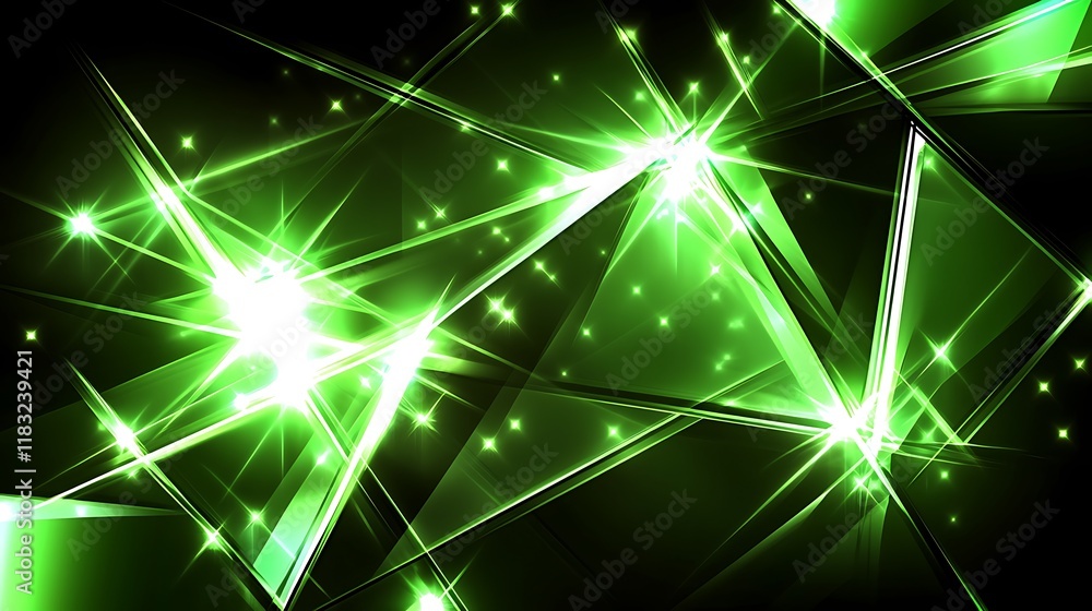 Fototapeta premium Abstract Green Geometric Light Pattern Design
