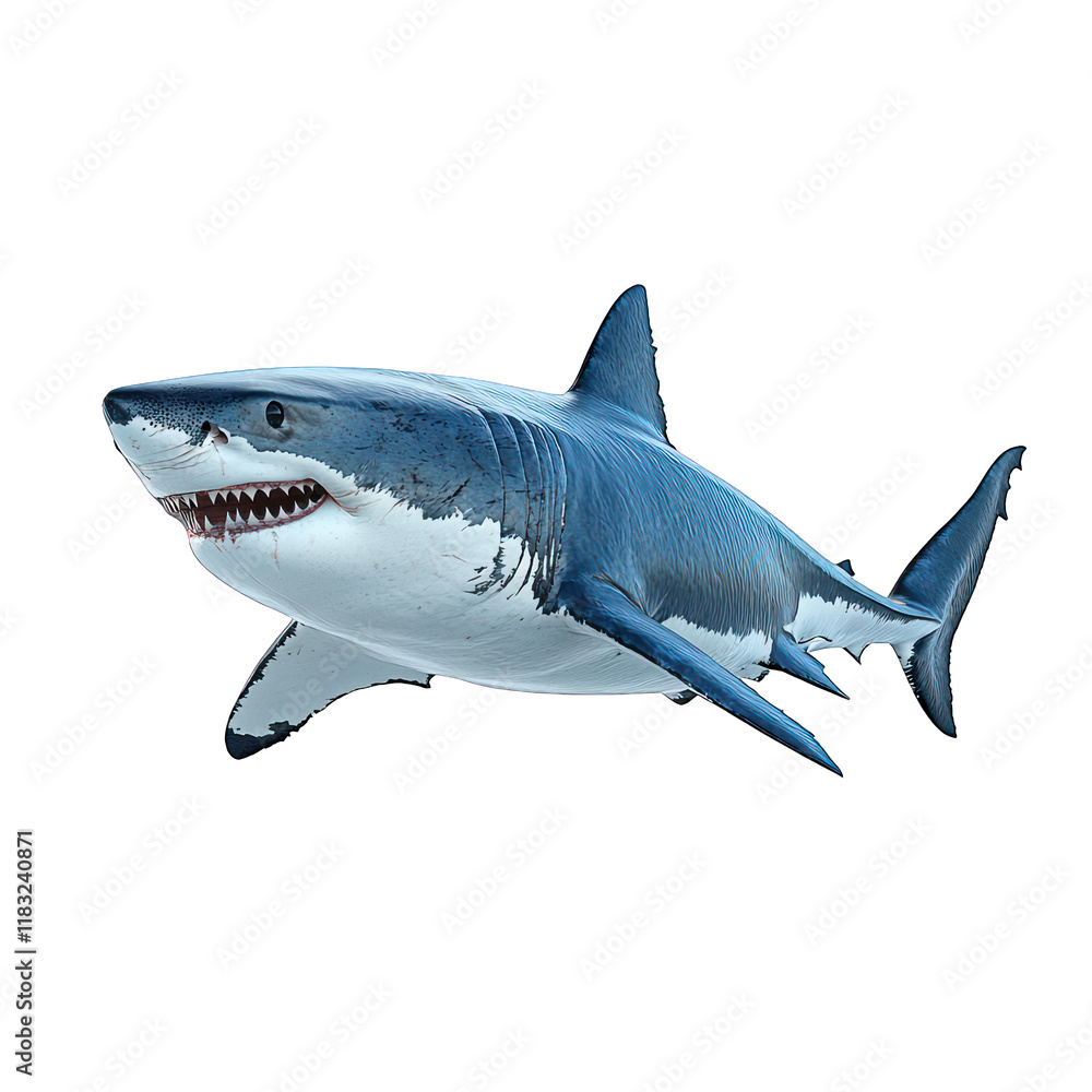 Fototapeta premium A realistic depiction of a great white shark swimming.