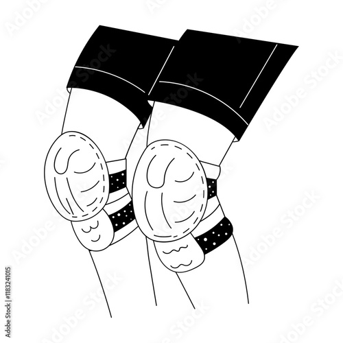 Safety knee pads illustration in hand drawn style 

