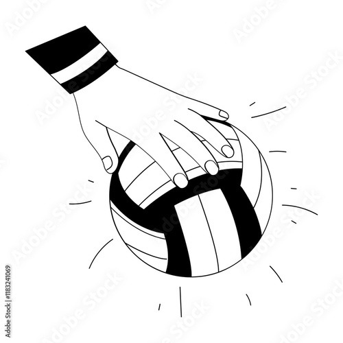 Spiking volleyball illustration in drawing style 
