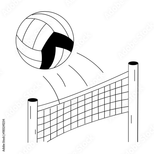 A hand drawn illustration of volleyball shot 

