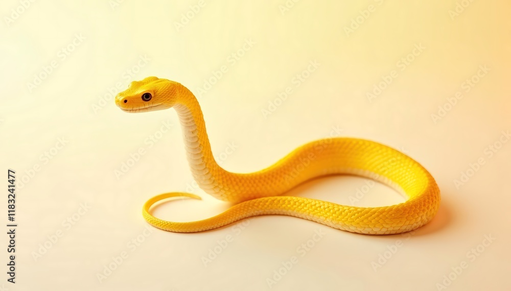 Fototapeta premium Yellow Snake, Reptile, Exotic Animal - Bright colors