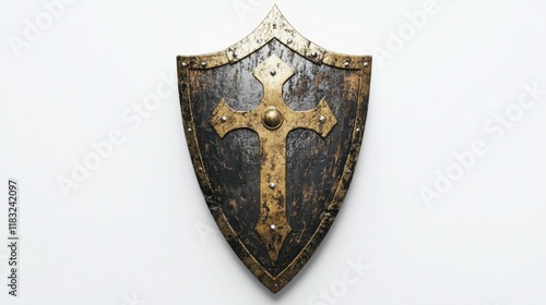 Medieval shield on white background