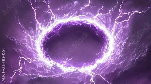 Purple Lightning Storm Encircles Empty Oval Space photo