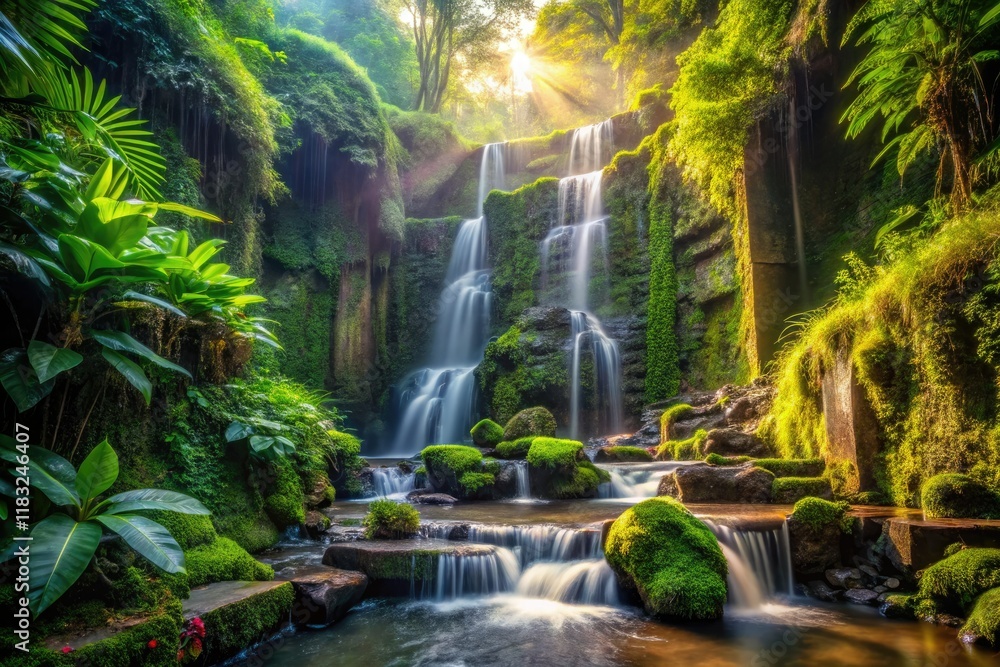 Discover Bali's hidden waterfall gems: lush rainforest, tropical paradise, urban contrasts, Indonesian adventure.