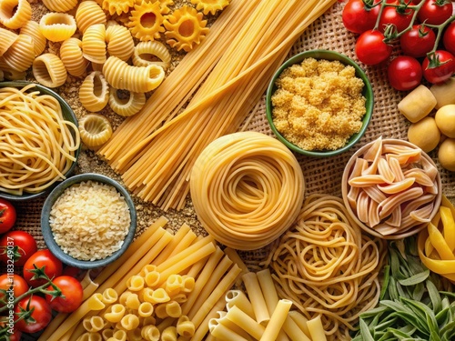 Wallpaper Mural Explore the diverse world of raw pasta: shapes, textures, and vibrant colors showcased in stunning high-resolution images. Torontodigital.ca