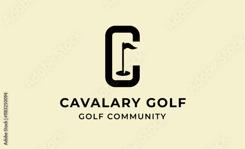 Monogram logo design initial C and Golf. Golf ball, golf stick and sport typography concept. Club and community template design. Club and community template design.