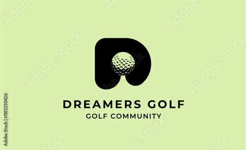 Monogram logo design initial D and Golf. Golf ball, golf stick and sport typography concept. Club and community template design. Club and community template design.