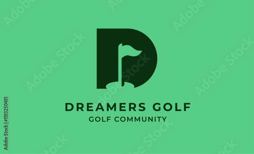 Monogram logo design initial D and Golf. Golf ball, golf stick and sport typography concept. Club and community template design. Club and community template design.