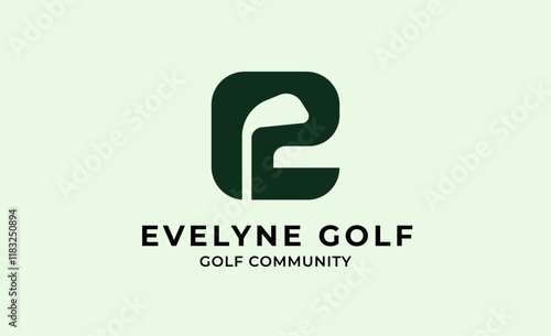 Monogram logo design initial E and Golf. Golf ball, golf stick and sport typography concept. Club and community template design. Club and community template design.