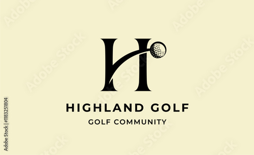 Monogram logo design initial H and Golf. Golf ball, golf stick and sport typography concept. Club and community template design. Club and community template design.