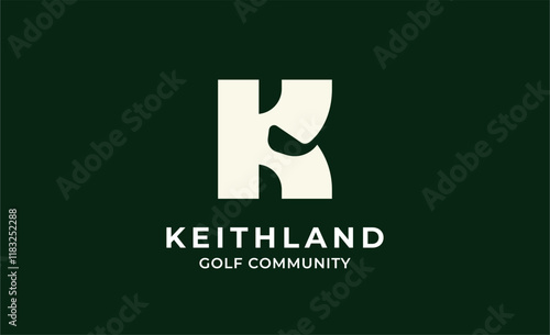 Monogram logo design initial K and Golf. Golf ball, golf stick and sport typography concept. Club and community template design. Club and community template design.