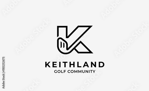 Monogram logo design initial K and Golf. Golf ball, golf stick and sport typography concept. Club and community template design. Club and community template design.