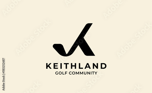 Monogram logo design initial K and Golf. Golf ball, golf stick and sport typography concept. Club and community template design. Club and community template design.