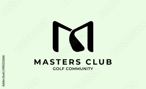 Monogram logo design initial M and Golf. Golf ball, golf stick and sport typography concept. Club and community template design. Club and community template design.