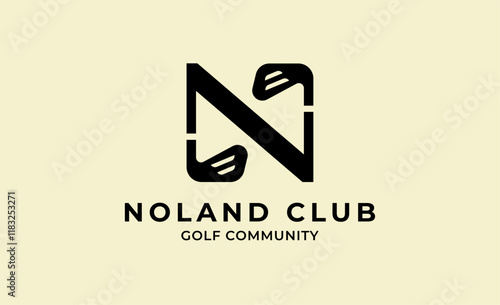 Monogram logo design initial N and Golf. Golf ball, golf stick and sport typography concept. Club and community template design. Club and community template design.