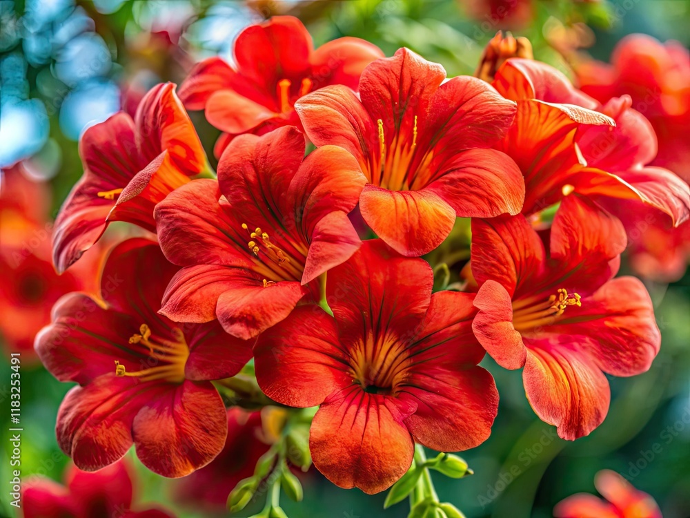 High-resolution images of isolated, stunning red Tecoma blooms. Perfect botanical photography for floral backgrounds. High-resolution images of isolated, stunning red Tecoma blooms. Perfect botanical photography for floral backgrounds.