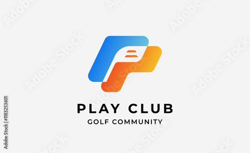 Monogram logo design initial P and Golf. Golf ball, golf stick and sport typography concept. Club and community template design. Club and community template design.