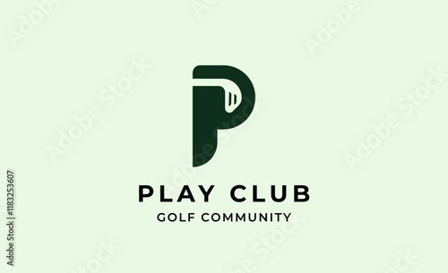 Monogram logo design initial P and Golf. Golf ball, golf stick and sport typography concept. Club and community template design. Club and community template design.