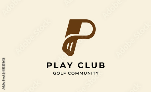 Monogram logo design initial P and Golf. Golf ball, golf stick and sport typography concept. Club and community template design. Club and community template design.