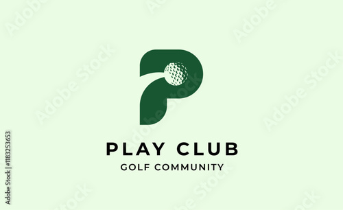 Monogram logo design initial P and Golf. Golf ball, golf stick and sport typography concept. Club and community template design. Club and community template design.