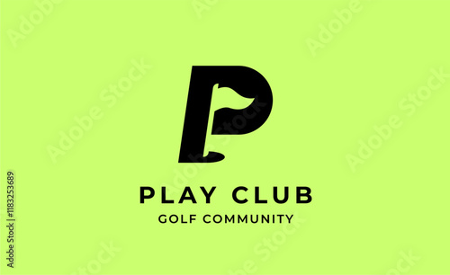Monogram logo design initial P and Golf. Golf ball, golf stick and sport typography concept. Club and community template design. Club and community template design.