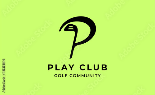 Monogram logo design initial P and Golf. Golf ball, golf stick and sport typography concept. Club and community template design. Club and community template design.