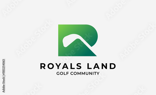 Monogram logo design initial R and Golf. Golf ball, golf stick and sport typography concept. Club and community template design. Club and community template design.