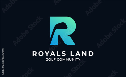 Monogram logo design initial R and Golf. Golf ball, golf stick and sport typography concept. Club and community template design. Club and community template design.