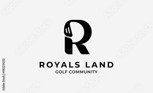 Monogram logo design initial R and Golf. Golf ball, golf stick and sport typography concept. Club and community template design. Club and community template design.