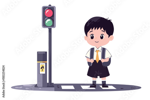 School Kids and Pedestrian Safety in Vector Art & Illustration