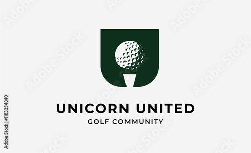 Monogram logo design initial U and Golf. Golf ball, golf stick and sport typography concept. Club and community template design. Club and community template design.