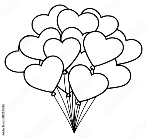 Vector art of heart balloon set for love themes, Valentines' Day, birthdays and other parties.  photo