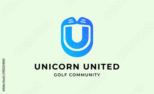 Monogram logo design initial U and Golf. Golf ball, golf stick and sport typography concept. Club and community template design. Club and community template design.