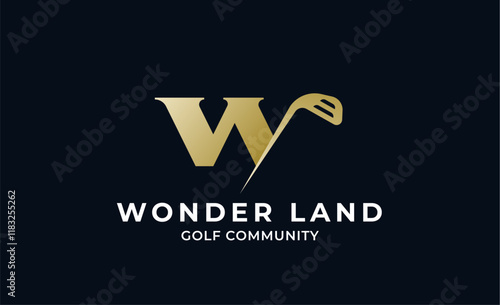 Monogram logo design initial W and Golf. Golf ball, golf stick and sport typography concept. Club and community template design. Club and community template design.