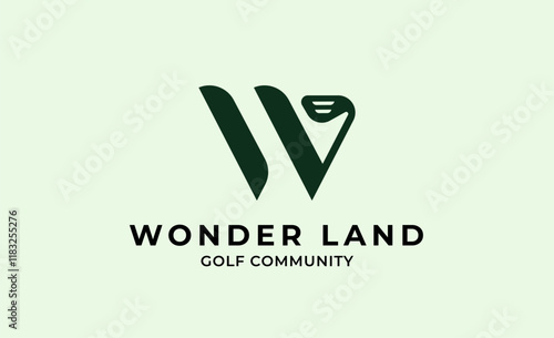 Monogram logo design initial W and Golf. Golf ball, golf stick and sport typography concept. Club and community template design. Club and community template design.